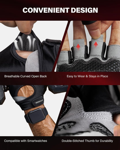 Workout Gloves for Men and Women, Weight Lifting Gloves with Excellent Grip, Lightweight Gym Gloves for Weightlifting, Cycling, Exercise, Crosstraining, Pull Ups, Fitness, Climbing and Rowing